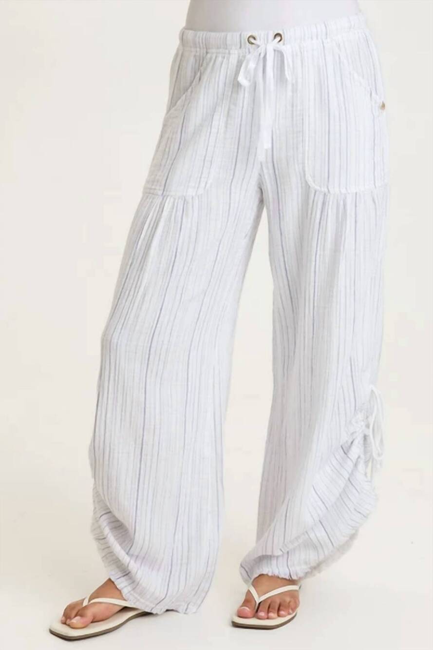 NEW XCVI muriel stripe gauze wide-leg pant in white